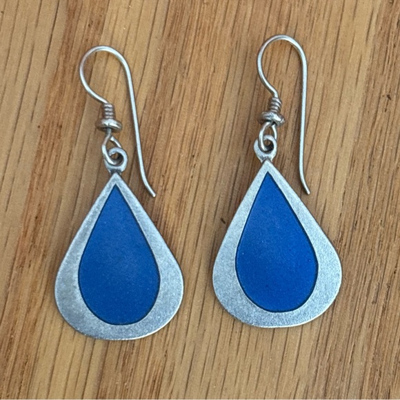 Laurel Burch Silver and Blue Teardrop Earrings - Picture 2 of 6
